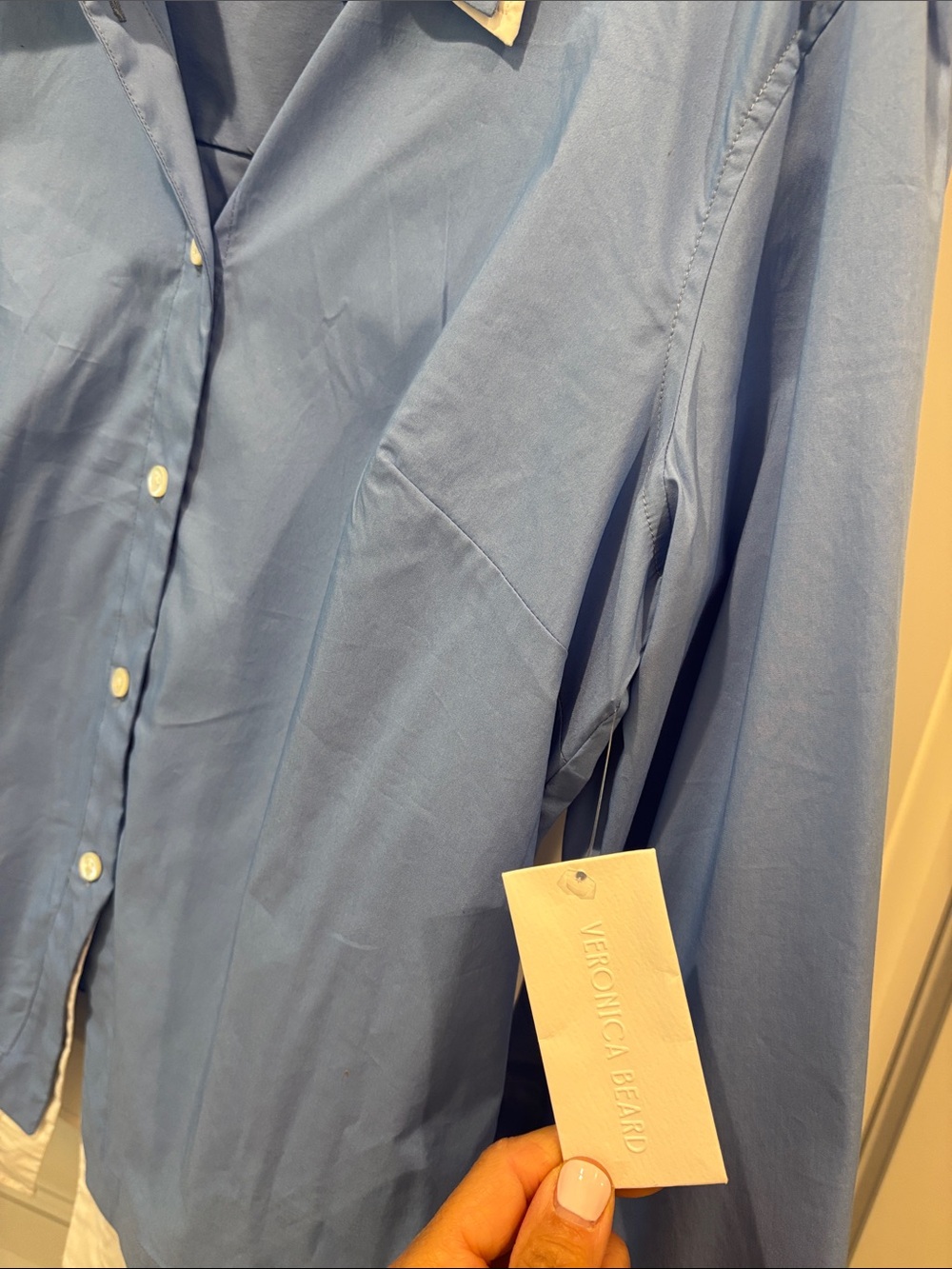 NWT Veronica Beard Button-Down Shirt with White Contrast Trim - Picture 9 of 16